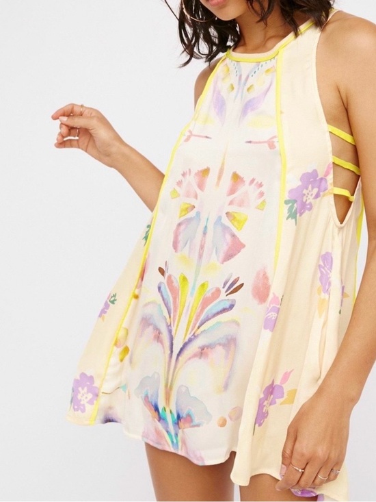 Free People Dresses & Skirts - Free People Dream Free Tunic Dress Abstract Floral Pockets Cutout Women’s Large